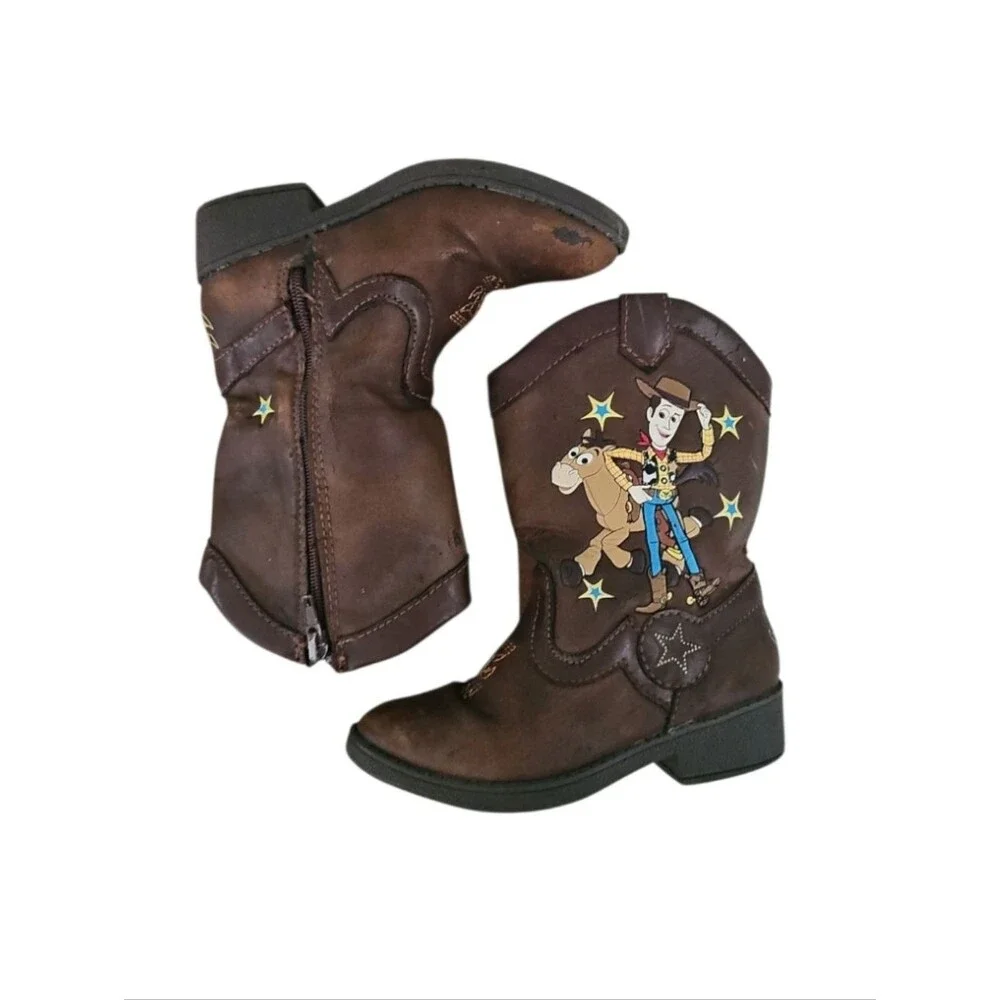 Disney Toy Story Woody Cowboy Boots Youth Size 8 Brown Western Costume Boots